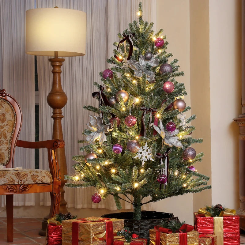 5ft Artificial Christmas Tree with Purple Decorations & Lights - Perfect Holiday Decor for Festive Celebrations