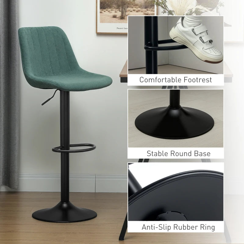 Set of 2 Green Chenille-Feel Tub Bat Stools - Stylish, Comfortable, and Durable Bathroom Seating