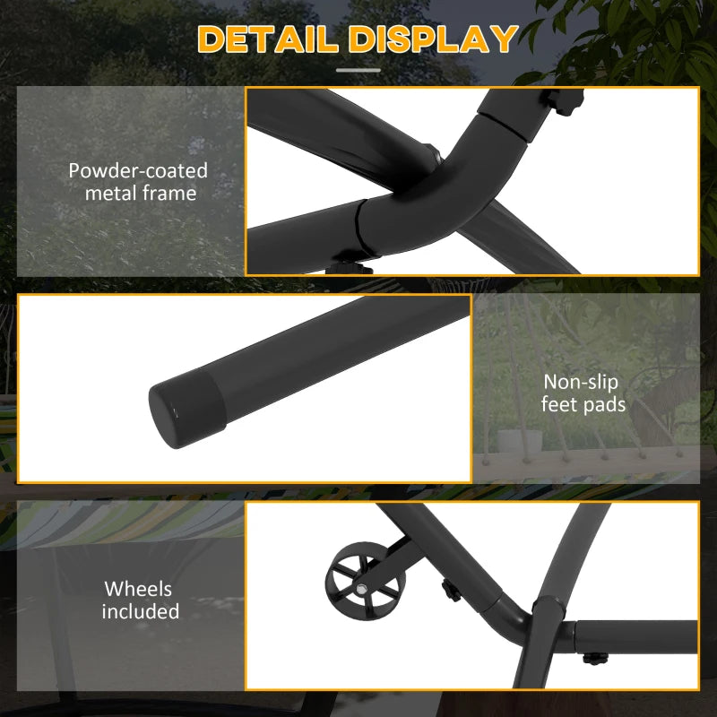 Portable Black Hammock Stand with Wheels - Adjustable Net Stand for Various Hammock Styles