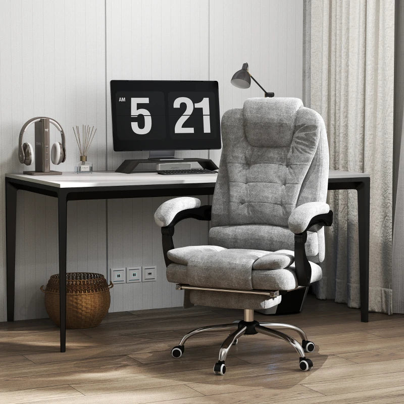 Vinsetto Heated Vibration Massage Executive Office Chair - Adjustable Ergonomic High Back Recliner with Footrest - Grey