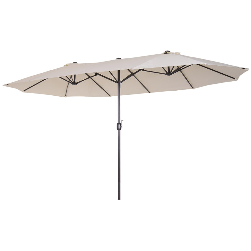 Double-Sided Beige Patio Sun Umbrella - 4.6m