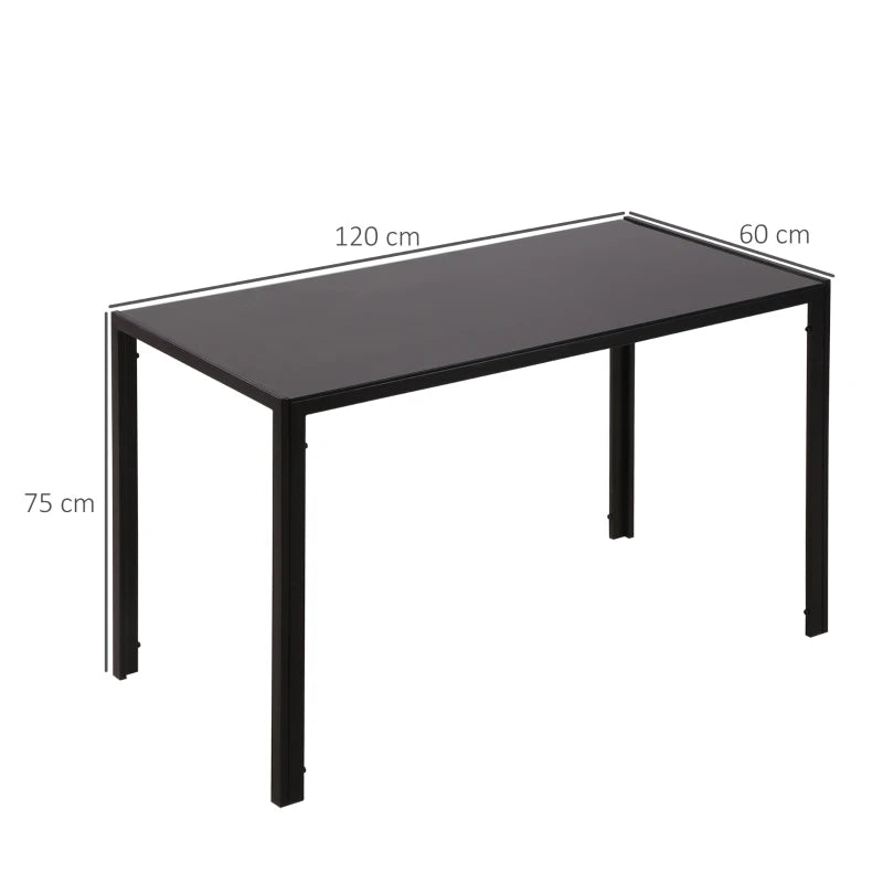 Modern Rectangular Glass Dining Table for 4 - Tempered Glass Top & Metal Legs for Kitchen & Living Room