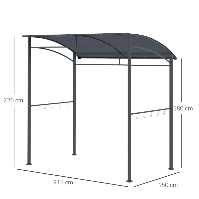 Dark Grey BBQ Grill Gazebo Tent with Metal Frame and Curved Canopy