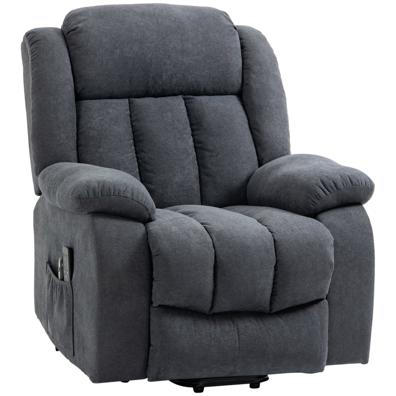 Oversized Riser Recliner Chair for Elderly with 8 Vibration Massage, Fabric Upholstered Lift Chair in Dark Grey