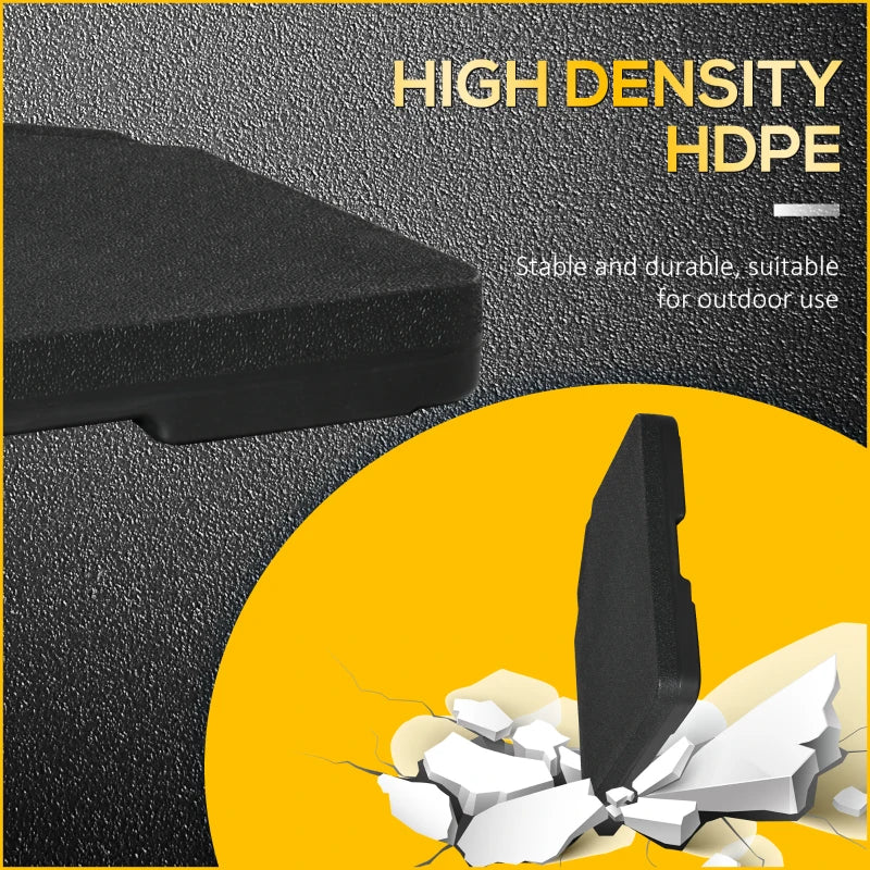 4-Piece Black Plastic Cantilever Parasol Base - Durable and Stable Outdoor Umbrella Stand