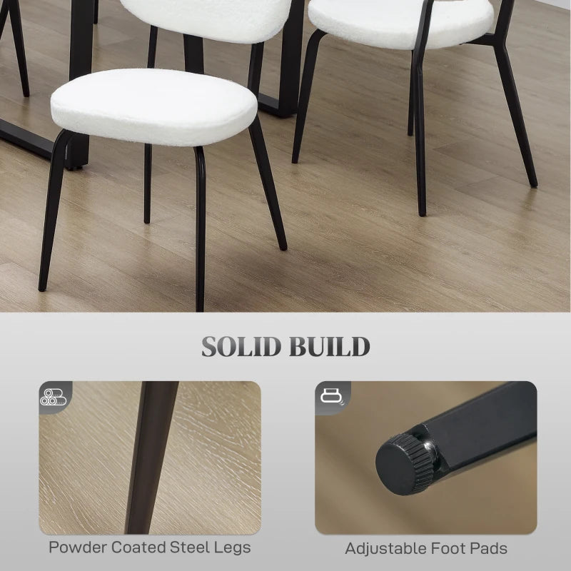 Set of 4 Modern White Boucle Dining Chairs - Stylish, Comfortable, and Durable for Dining Room or Kitchen