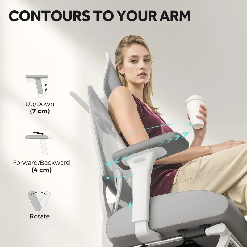 Ergonomic Adjustable Office Chair in Grey - Comfort & Support for Home and Office Use, Perfect for Long Hours