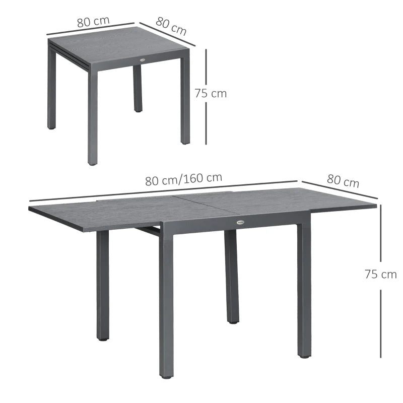Grey Expandable 6-Seater Garden Table - Aluminium and Steel