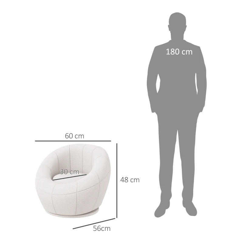 Stylish Swivel Upholstered Accent Chair for Living Room, Bedroom or Home Office in White