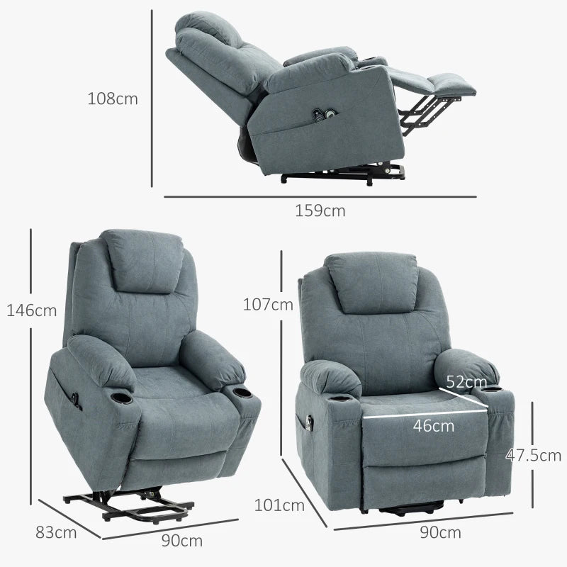Lift and Recline Massage Armchair with Heat in Grey for Ultimate Comfort and Relaxation