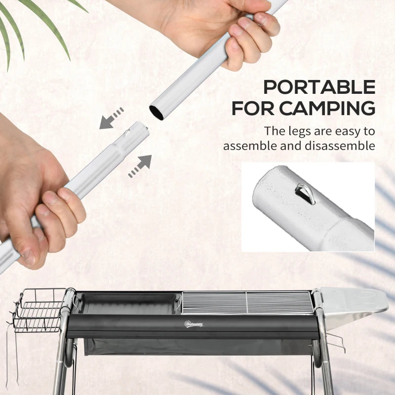 Black Charcoal BBQ Grill - Portable Outdoor Grill for Perfect Grilling and Smoking