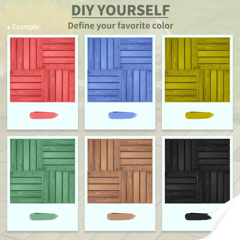 x27 Pack of 30 x 30 cm Solid Wood Decking Tiles - Interlocking