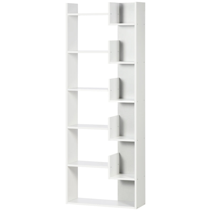Modern 6-Tier Book Shelf with 11 Open Shelves - Freestanding White Bookcase for Home Office & Study