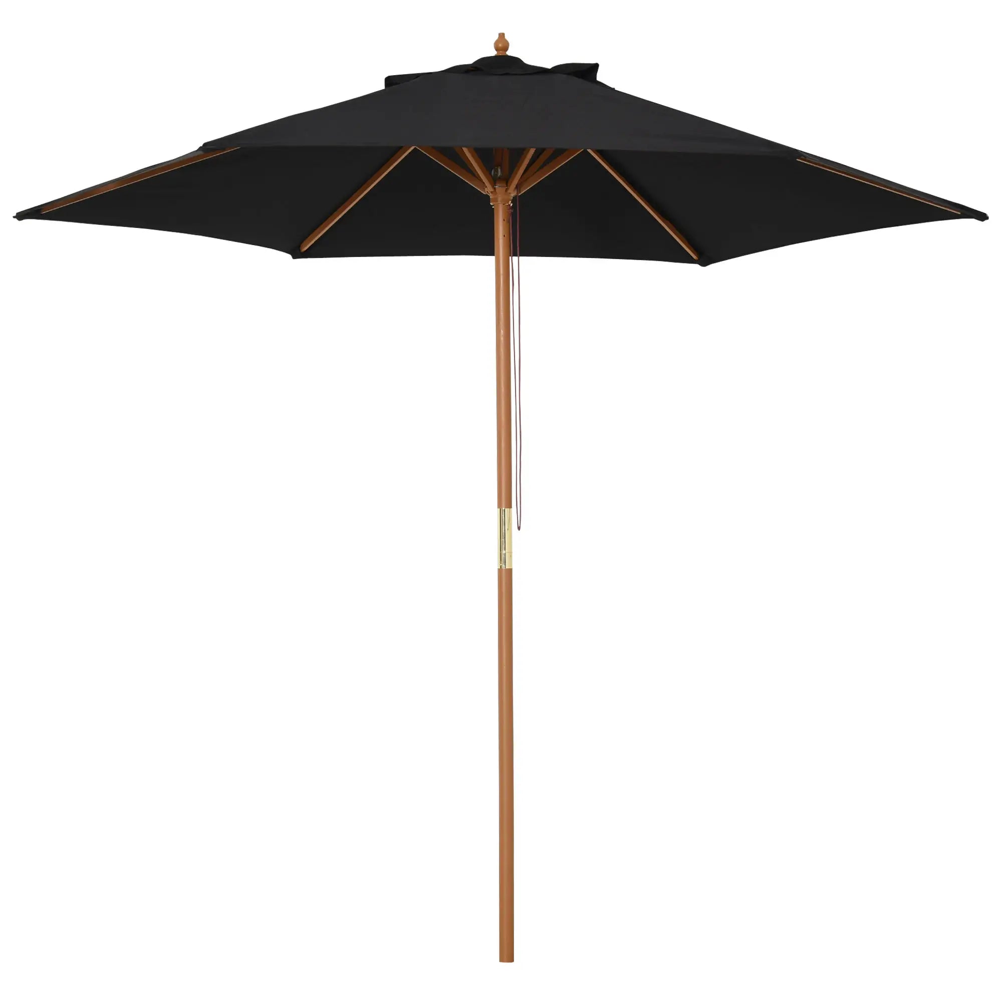 Black 2.5m Wooden Garden Parasol Sun Shade