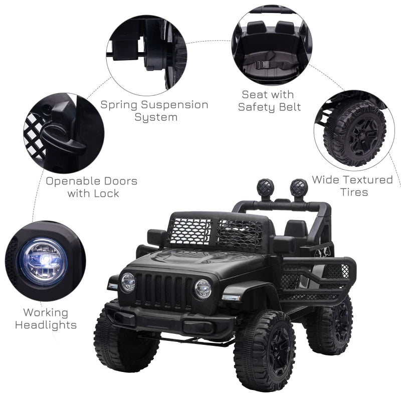 12V Kids Electric Ride On Car Off Road Toy with Remote Control for Ages 3-6 Black