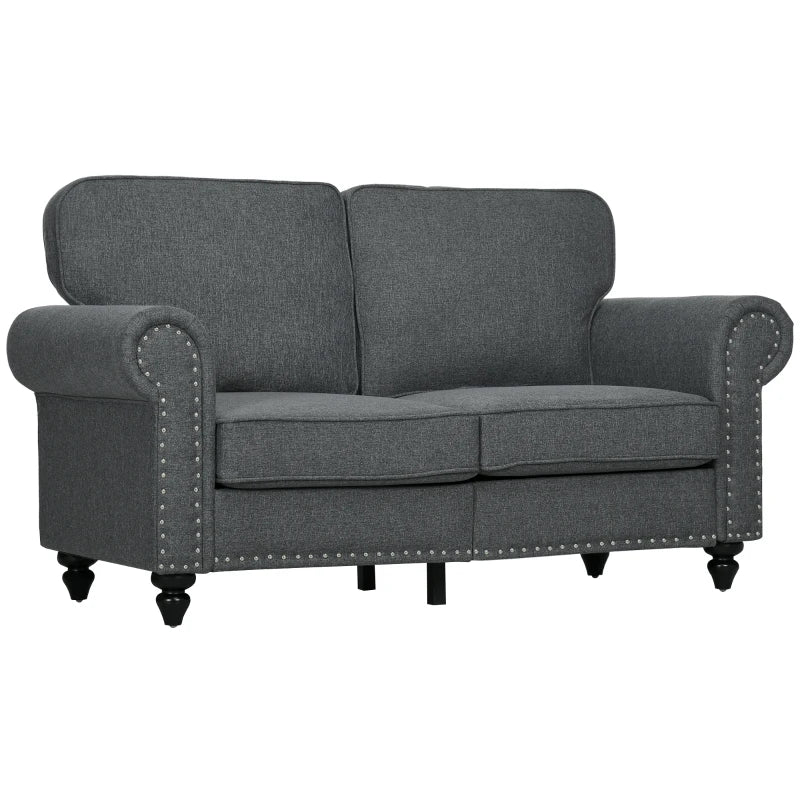 Mid-Century Two-Seater Sofa with Pocket Springs in Charcoal Grey - Stylish and Comfortable Seating