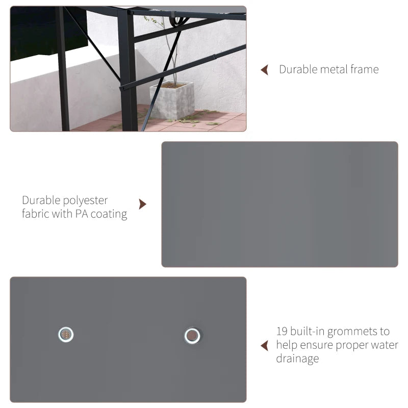 Charcoal Grey Metal Patio Gazebo Awning 3x2.5m