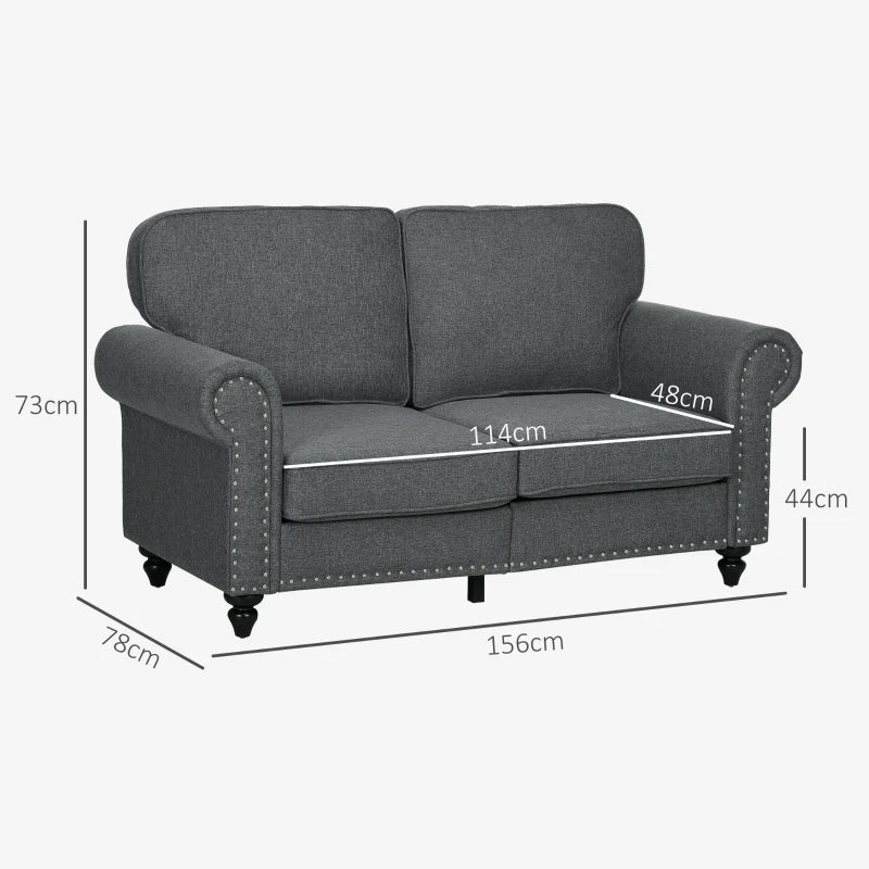 Mid-Century Two-Seater Sofa with Pocket Springs in Charcoal Grey - Stylish and Comfortable Seating