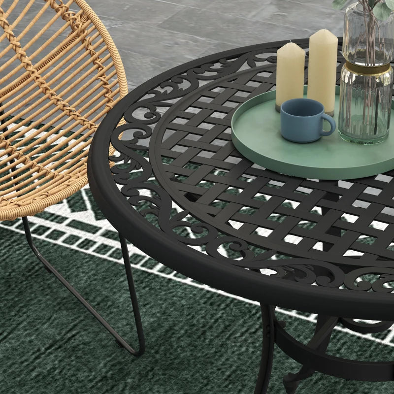Round Aluminium Garden Table with Parasol Hole - 90cm