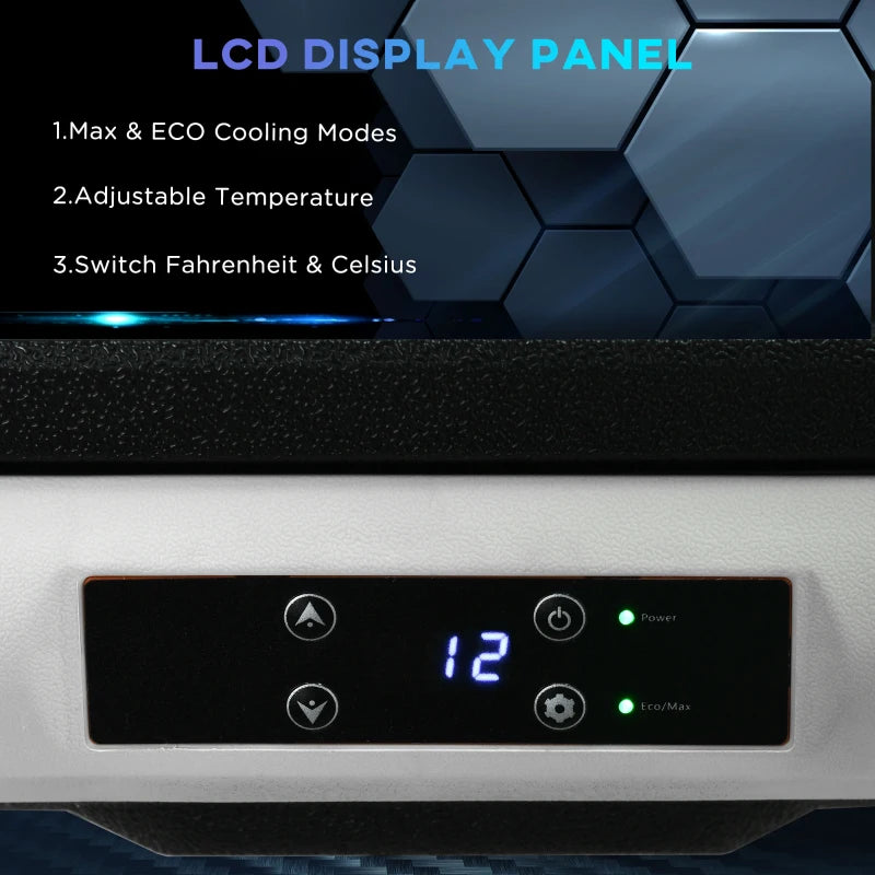 30L Portable Car Refrigerator Grey and Black Compact Travel Cooler