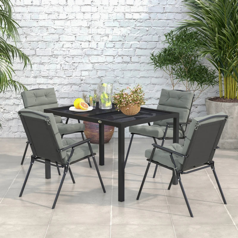 Grey Steel Garden Table with Wired Top - 4 Seater