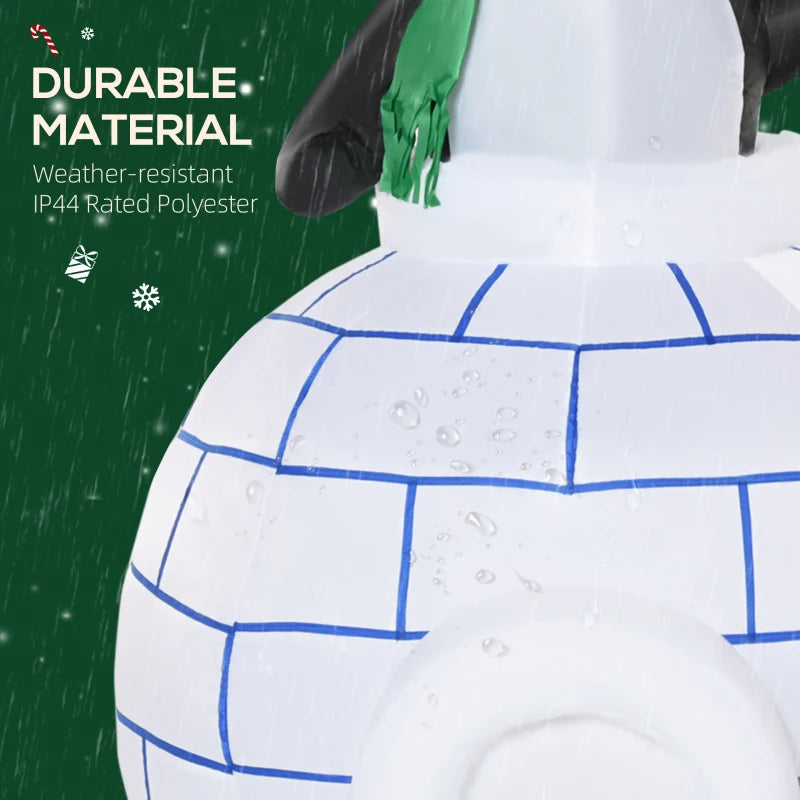 5ft Christmas Inflatable Penguins with Scarf & Ice House - LED Lighted Holiday Decor for Indoor & Outdoor Lawn Garden