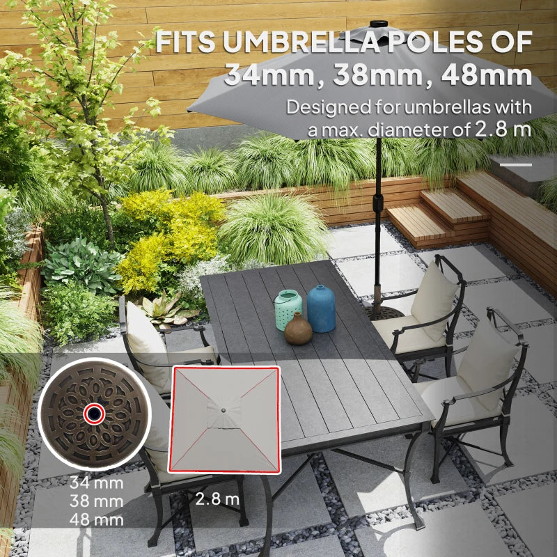 21kg Heavy Duty Round Garden Parasol Base with Wheels - Bronze Umbrella Stand for 34mm, 38mm, 48mm Poles - Ideal for Deck and Poolside