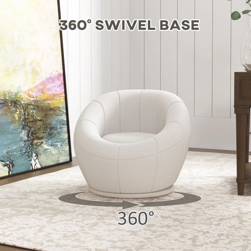 Stylish Swivel Upholstered Accent Chair for Living Room, Bedroom or Home Office in White