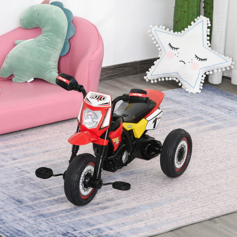 Toddler Pedal Motorcycle Tricycle with Music & Lights - Kids Ride-On Bike for Boys & Girls 18-36 Months - Red