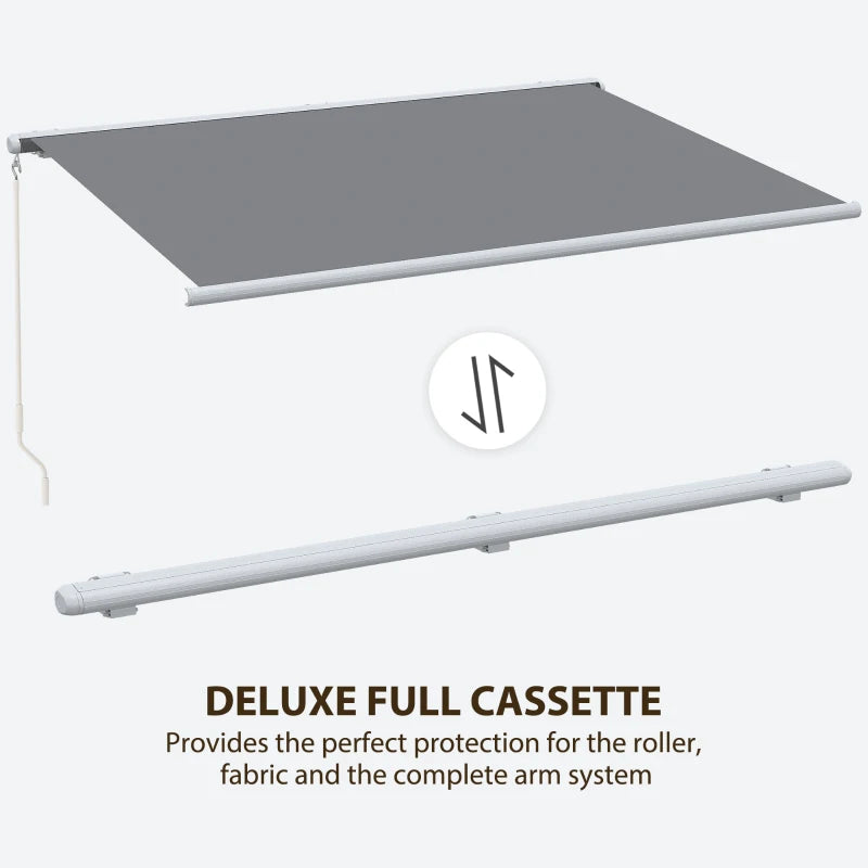 Grey 4m x 3m Full Cassette Electric/Manual Retractable Awning