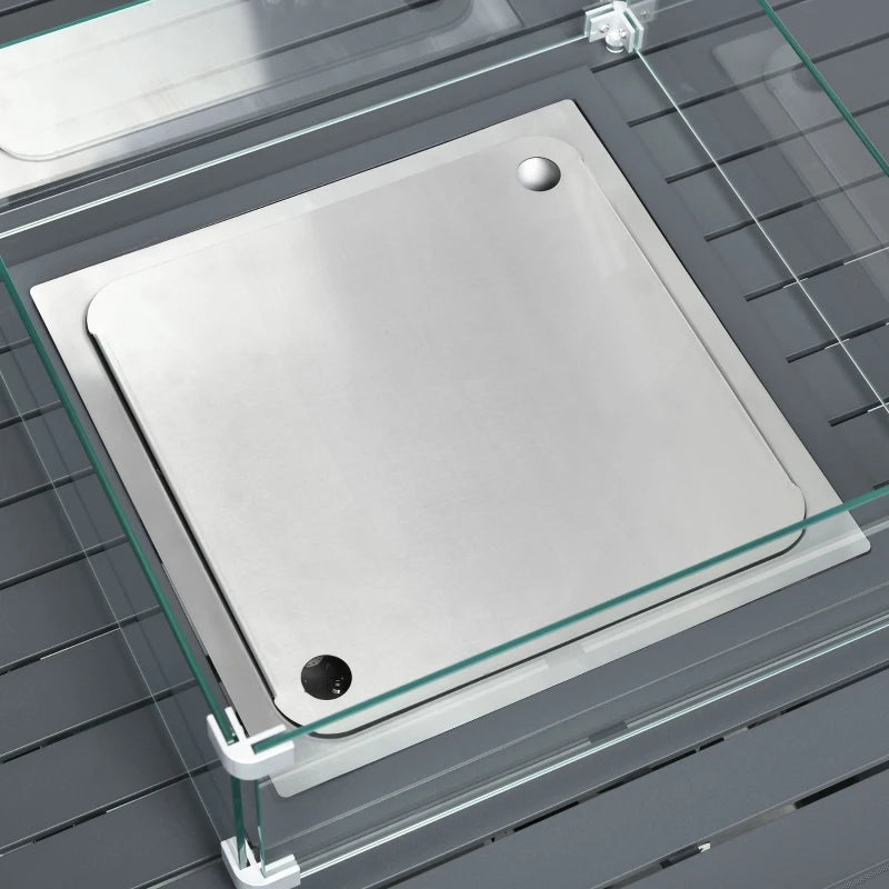 Grey Aluminium Corner Sofa Set With Fire Pit Table