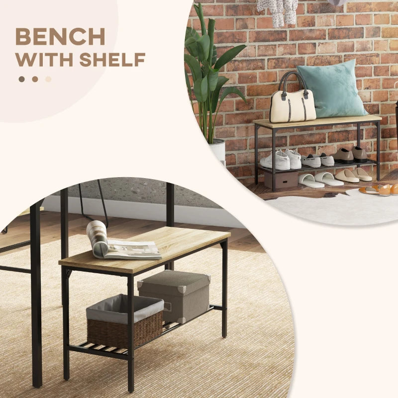 Square Dining Set for 4 - Natural Wood Effect Table, Chairs & Bench Included - Stylish & Durable Furniture