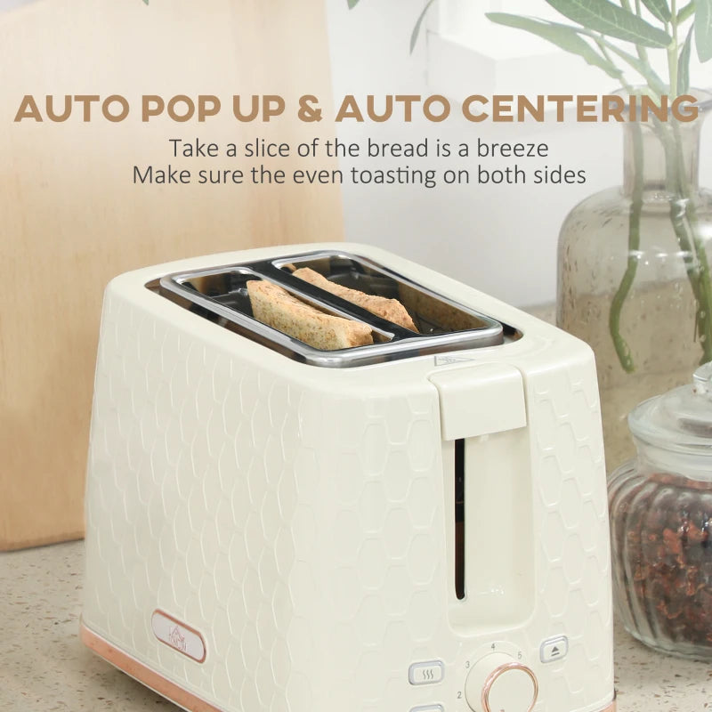 1.7L 3000W Fast Boil Kettle & 2 Slice Toaster Set - Beige, Auto Shut Off, Browning Controls, Kitchen Essentials