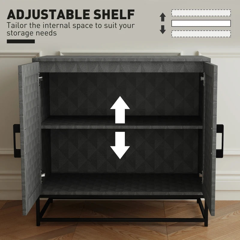Modern Freestanding Sideboard Storage Cabinet with Adjustable Shelf and Double Doors for Living Room Grey