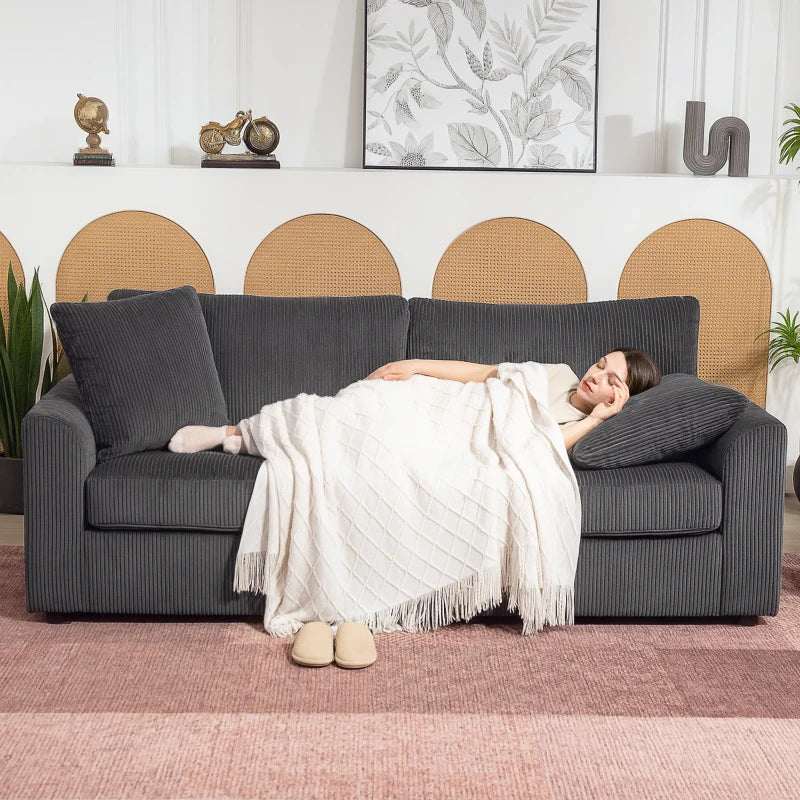 Modern 3-Seater Fabric Sofa with Spring Cushions and Scatter Cushions for Living Room or Home Office, Grey