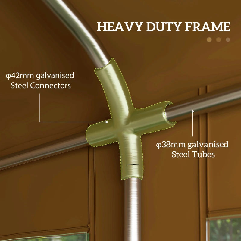 6m x 4m Yellow Garden Gazebo - Galvanised Marquee Party Tent with Removable Sides and Windows for Weddings and Events