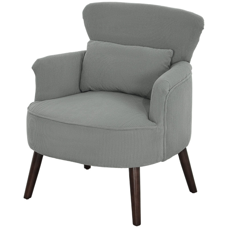 Light Grey Corduroy Retro Accent Chair for Stylish Living Room Decor