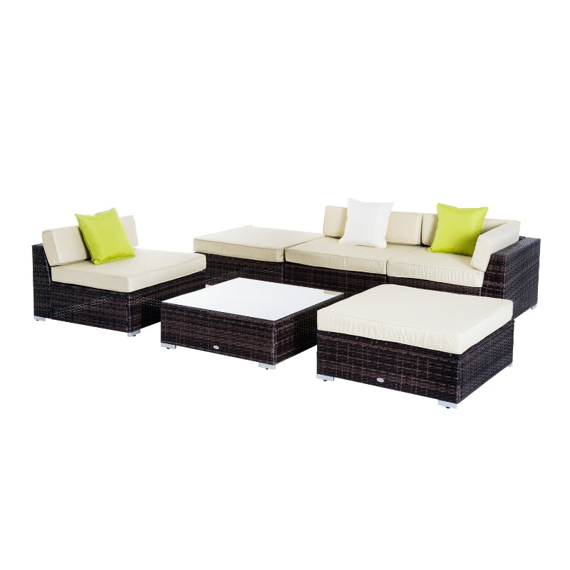 6 Piece Rattan Sofa Set With Coffee Table
