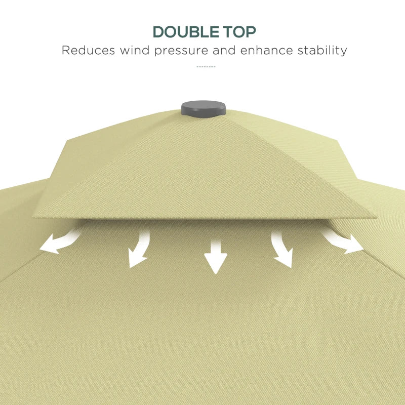 Beige 2.5m Square Double Top Cantilever Garden Parasol with Ruffles
