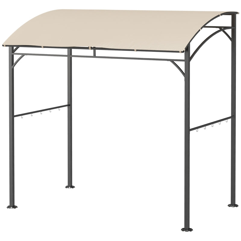 Beige BBQ Grill Gazebo Tent with Metal Frame and Curved Canopy