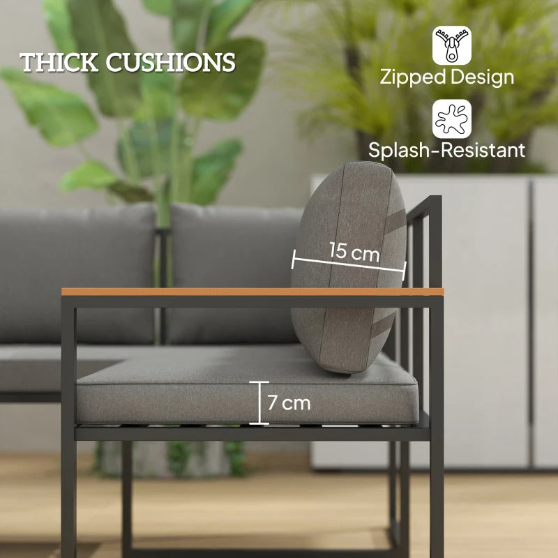 6-Piece L-Shaped Garden Furniture Set with 3 Loveseats - Natural Wood Outdoor Seating