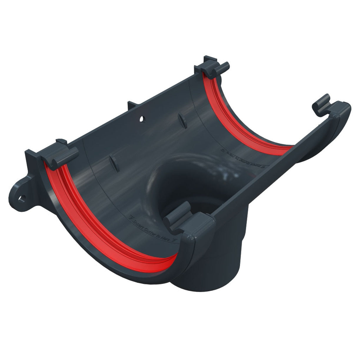 Freefoam Freeflow 112mm Half Round Gutter Running Outlet - Anthracite Grey
