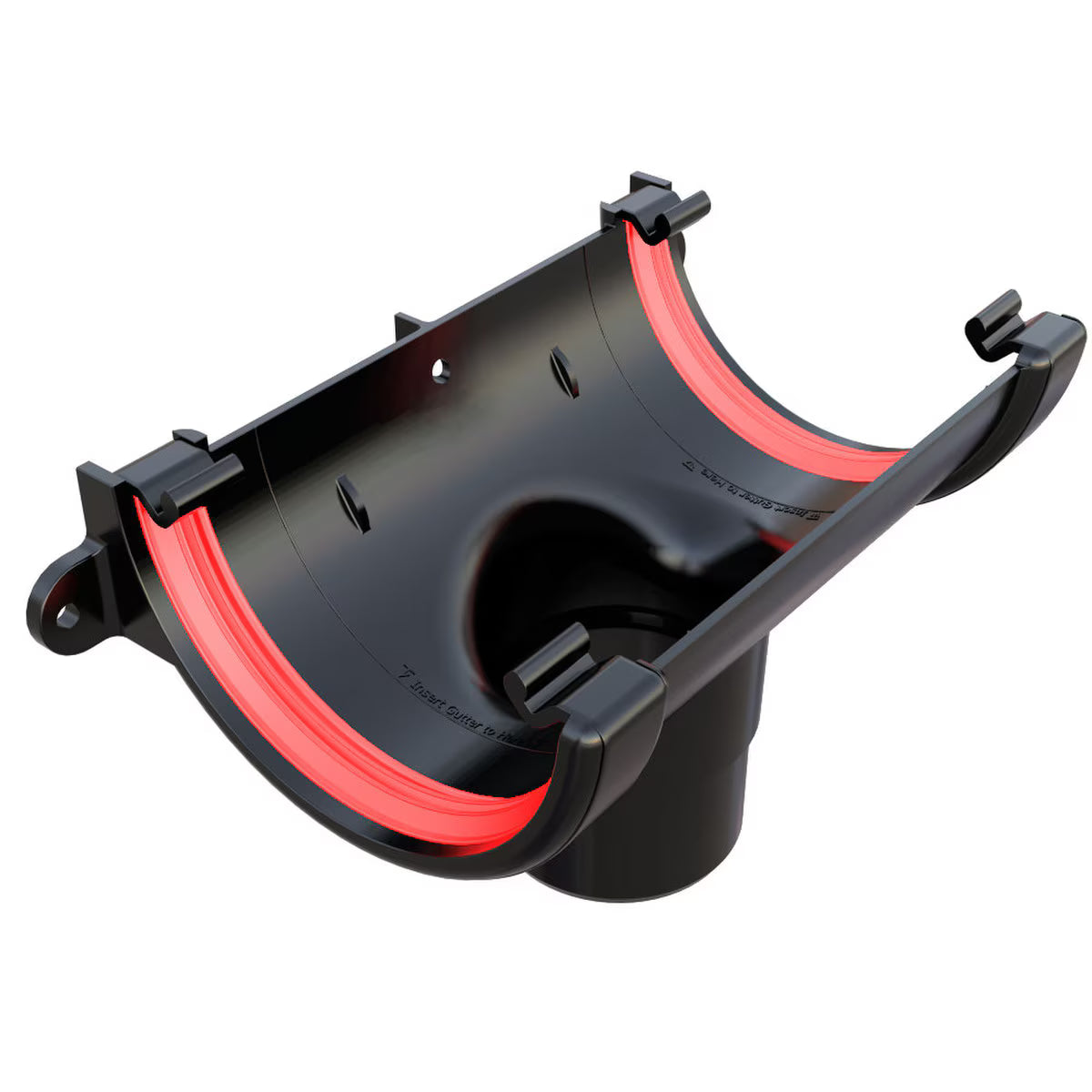 Freefoam Freeflow 112mm Half Round Gutter Running Outlet - Black