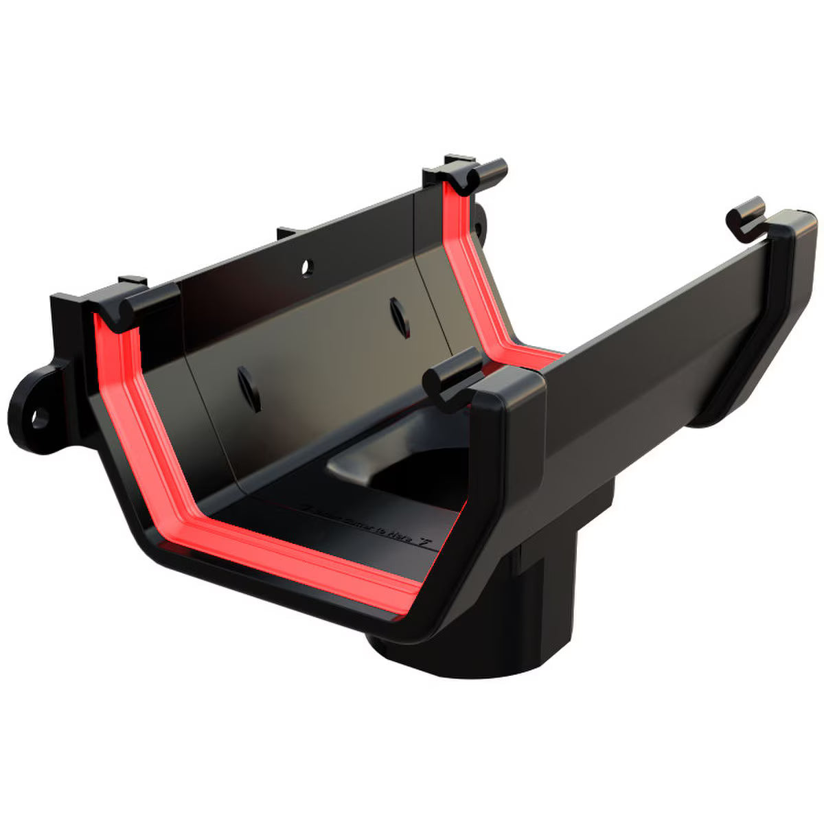 Freefoam Freeflow 114mm Square Gutter Running Outlet - Black