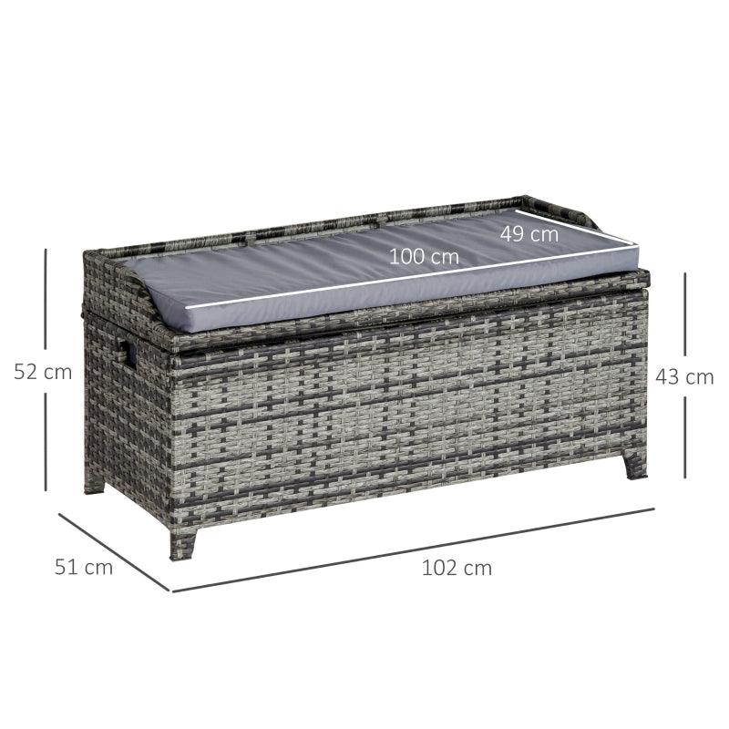 Mixed Grey Rattan Storage Bench