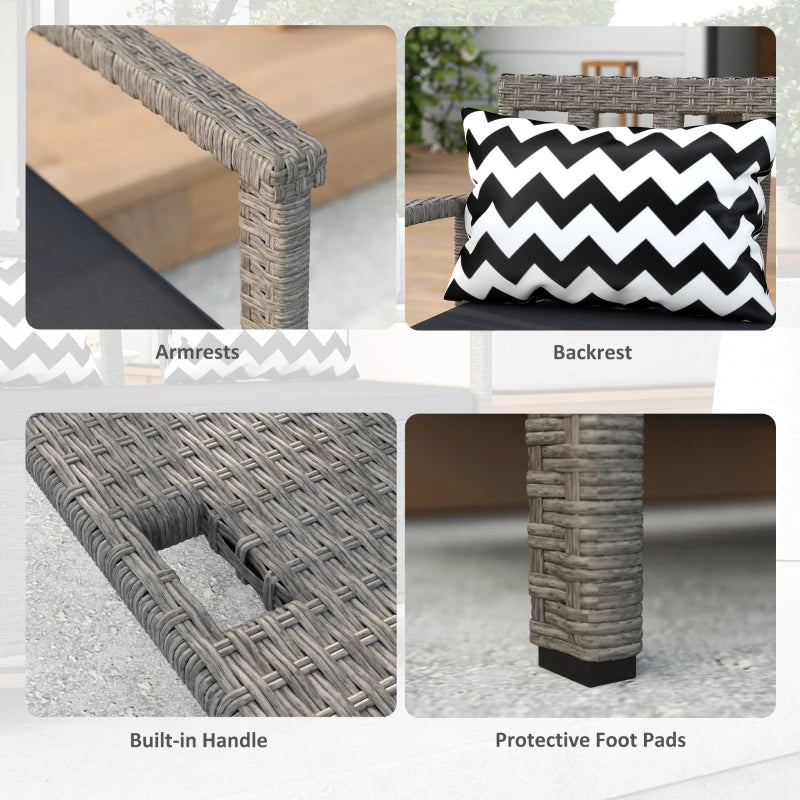 160L Grey Rattan Storage Bench - Two-Seater Outdoor Furniture