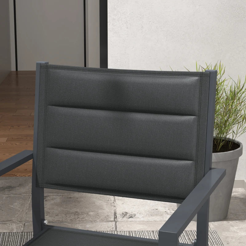 Dark Grey Aluminium Stackable Garden Chairs Set of 2