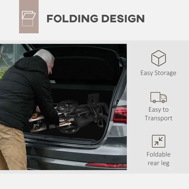 Lightweight Aluminium 4 Wheel Rollator with Seat and Back for Seniors Adjustable Height Folding Mobility Walker with Carry Bag Dual Brakes Cane Holder Gold Tone