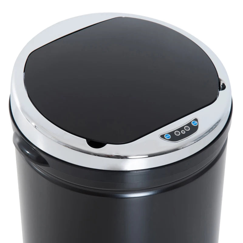 42L Stainless Steel Sensor Bin - Automatic Touch Trash Can with Soft Close & Inner Bucket - Black Kitchen Dustbin