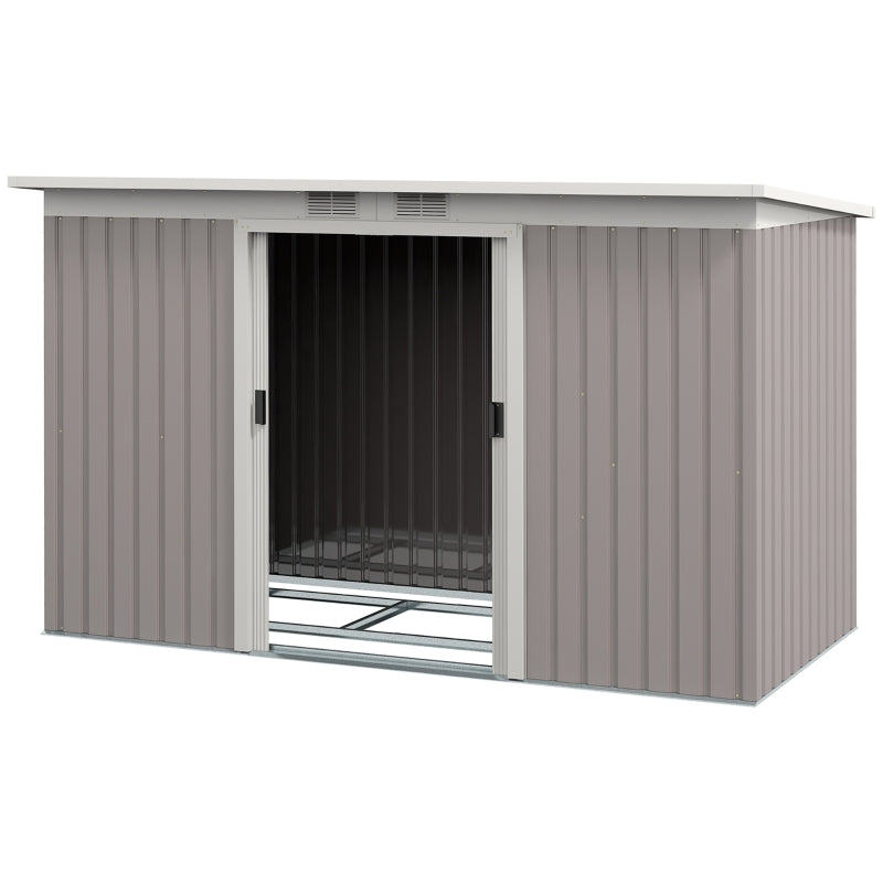 GardenGuard 9ft x 4ft Light Grey Corrugated Metal Shed